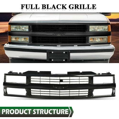 Solid Spare Front Grille Fit For 1994-1998 Chevy C/K 1500 2500 3500 Composite Pickup Truck