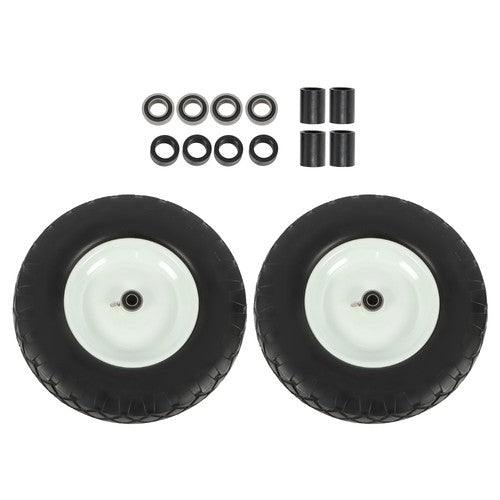 Solid Spare Lawn Mower Tires Solid for Trolley Smooth Flat White Rims Metal 16x4.80/4.00-8"