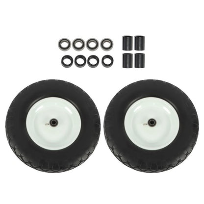 Solid Spare Lawn Mower Tires Solid for Trolley Smooth Flat White Rims Metal 16x4.80/4.00-8"