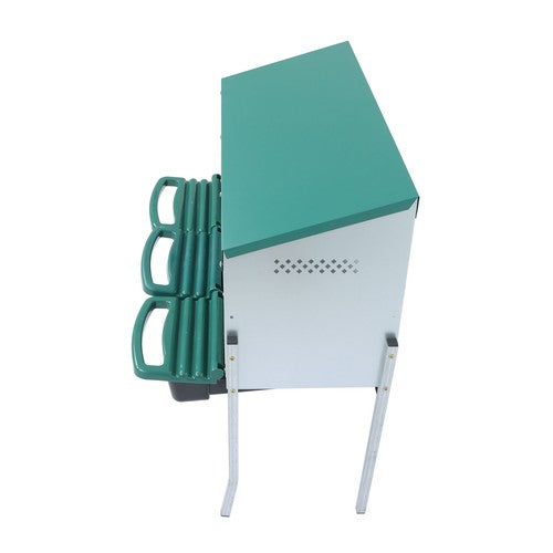 Solid Spare For Chicken Nest Box Green Chicken Nesting Box With Metal Legs Roll Away 3 Holes