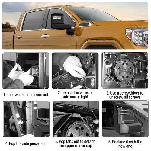 Solid Spare For Chevy Silverado GMC Sierra HD 2500 3500 2020-2023 24 Side Mirror Cover Caps