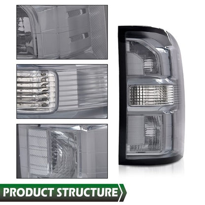 Solid Spare Fit For 16-2018 GMC Sierra 1500/16-19 2500 3500 HD Tail Lights Brake Lamps Smoke