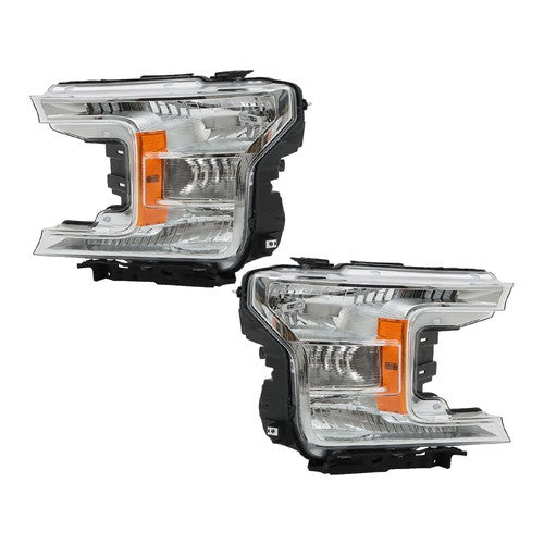 Solid Spare Fit For Ford F-150 2018 2019 2020 LH+RH Headlights Headlamps Clear Lens Halogen