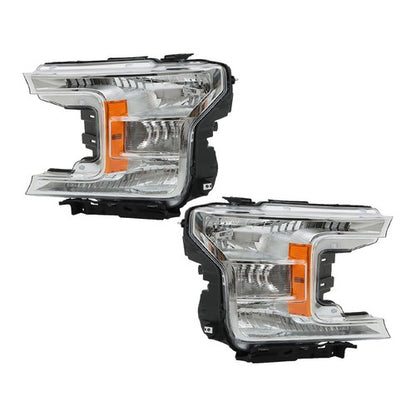 Solid Spare Fit For Ford F-150 2018 2019 2020 LH+RH Headlights Headlamps Clear Lens Halogen