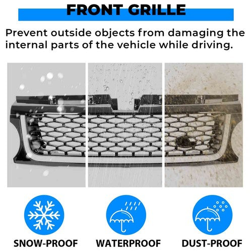 Solid Spare For 2010-2013 Land Rover Range Rover Sport Upper Bumper Diamond Mesh Grille