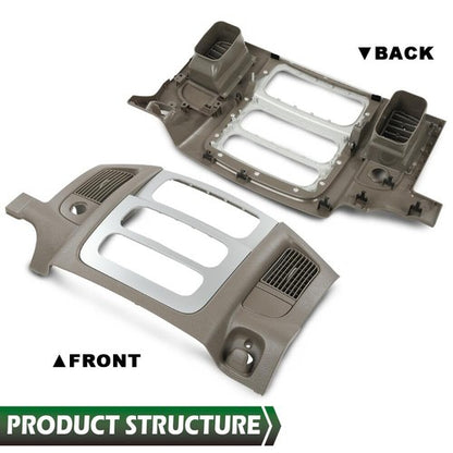 Solid Spare Fit For 2002-2005 Dodge Ram Beige Dash Bezel Silver Radio Surround Vents Trim