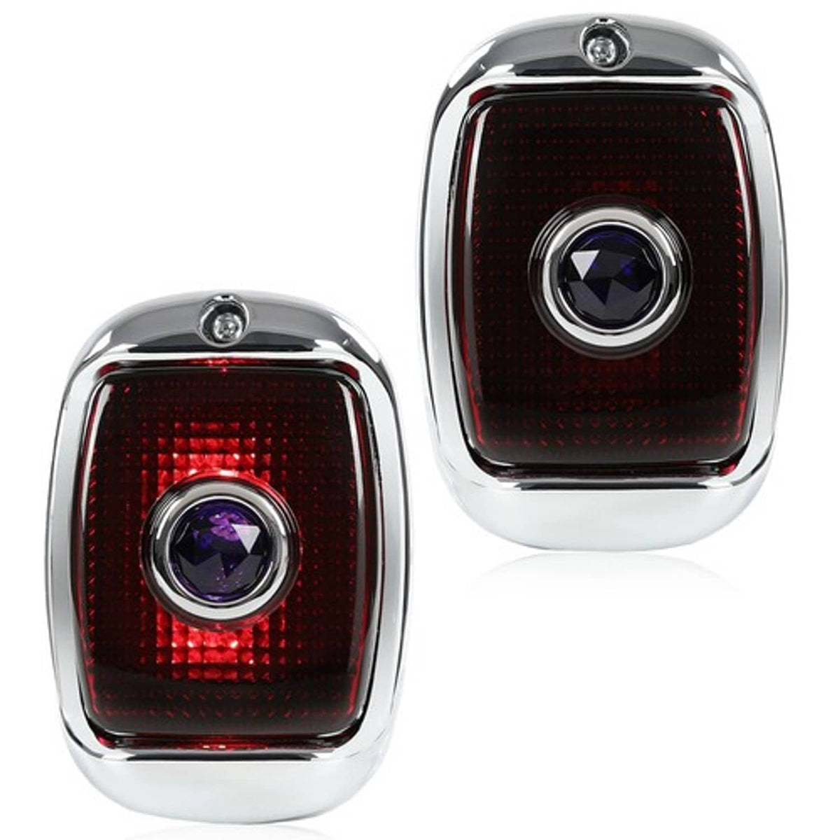 Solid Spare Fit For 1940-1953 Chevy GMC Truck Rear Blue Dot Tail Lamps License Plate Lights