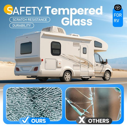 Solid Spare Vertical Slider 14"x16" Aluminum RV Window w/ Trim Ring Tempered Glass Camper