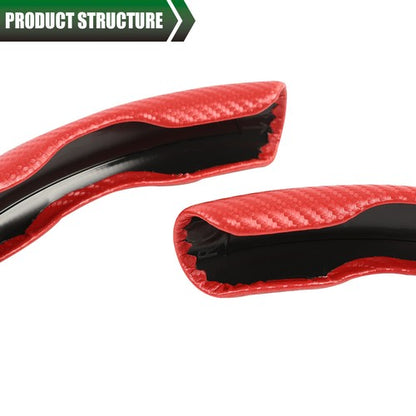 Solid Spare 2x Carbon Fiber Look Car Steering Wheel Booster Cover Non-Slip Accessories Red