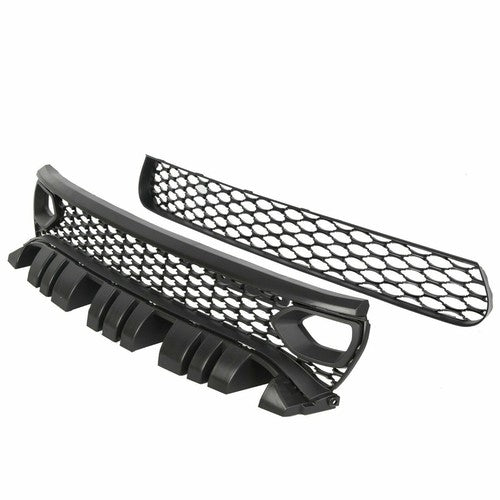 Solid Spare For 2015-23 DODGE CHARGER RT SCAT PACK SRT STYLE Front Upper + Lower Grille Kit