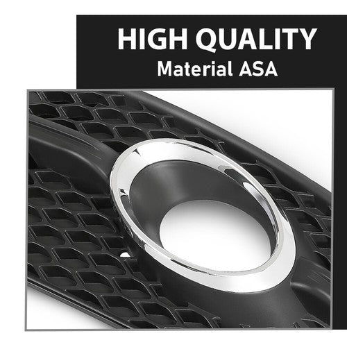 Solid Spare For 2009-2012 Audi Q5 Black Front Fog Light Cover Grill W/Chrome W/S-Line Pkg