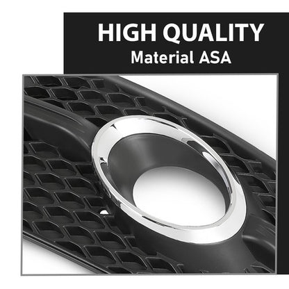 Solid Spare For 2009-2012 Audi Q5 Black Front Fog Light Cover Grill W/Chrome W/S-Line Pkg