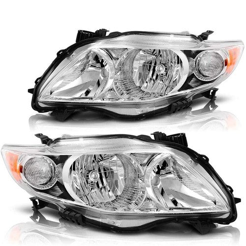 Solid Spare Front Headlight Assembly For Toyota Corolla 2009-2010 LH + RH Pair Clear Lens