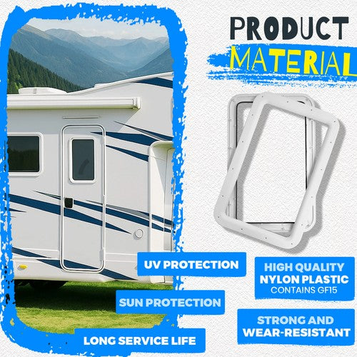 Solid Spare 15.7" x 24.8" White RV Entrance /Entry Door Window Frame For Camper Trailer