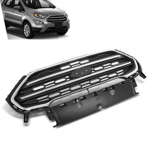 Solid Spare Fit For 2018-2022 Ford Ecosport Front Bumper Upper Grille Grill Black & Chrome