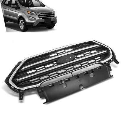 Solid Spare Fit For 2018-2022 Ford Ecosport Front Bumper Upper Grille Grill Black & Chrome
