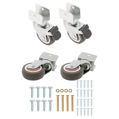Solid Spare 4 Set 2" Swivel Caster Wheels with U Bracket (2 with brake&2 without) 360-Degree