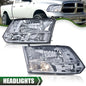 Solid Spare Fit For 09-18 Dodge Ram 1500 2500 3500 Smoke Lens Chrome Headlights Left+Right