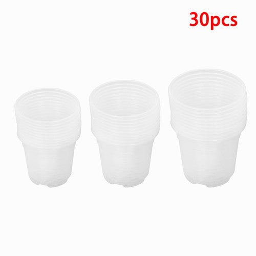 Solid Spare 30 Pcs Clear Nursery Pots 6/5/4 Inch Plastic Orchid Pots with Drainage Holes