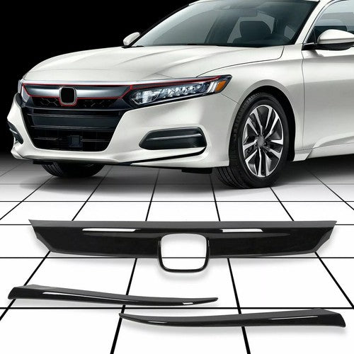 Solid Spare ABS Glossy Black Lip Front Grille Cover Moulding Trim For Honda Accord 2018-2020