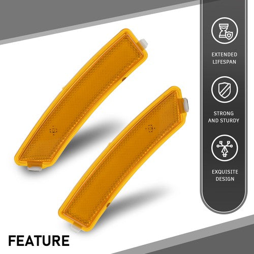Solid Spare Fit For 2013-2016 Lincoln MKZ Front Bumper Reflector Side Marker Light Lamp Pair