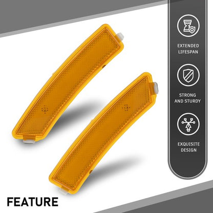 Solid Spare Fit For 2013-2016 Lincoln MKZ Front Bumper Reflector Side Marker Light Lamp Pair