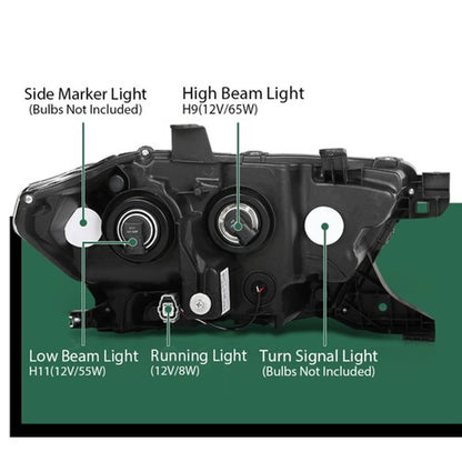 Solid Spare Headlights Headlamps Assembly Black w/ LED DRL Fit For 2016-2022 Toyota Tacoma