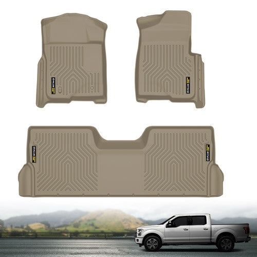 Solid Spare TPE Floor Mats Liners Fit For 2009-2014 Ford F-150 SuperCrew Cab All Weather