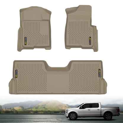 Solid Spare TPE Floor Mats Liners Fit For 2009-2014 Ford F-150 SuperCrew Cab All Weather