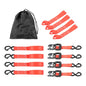 Solid Spare 4-Pack 1.6"x15' Red Ratchet Straps Kit 5,208lb Break Strength w/ Safety S Hooks