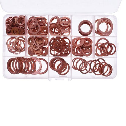Solid Spare 280Pcs Kit 12 Sizes Assorted Solid Copper Crush Washers Seal Flat Ring with Box
