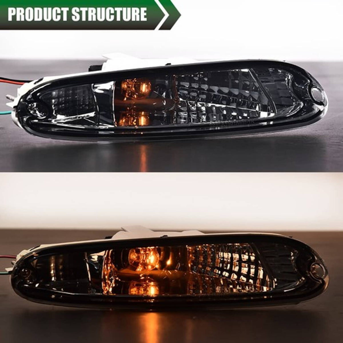 Solid Spare Fit For 90-97 Mazda MX-5 Miata Smoke Front Bumper Signal Lights w/ Bulbs