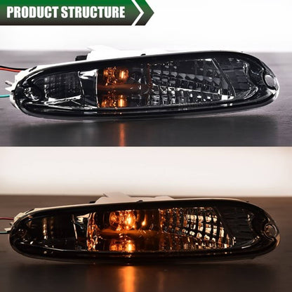 Solid Spare Fit For 90-97 Mazda MX-5 Miata Smoke Front Bumper Signal Lights w/ Bulbs