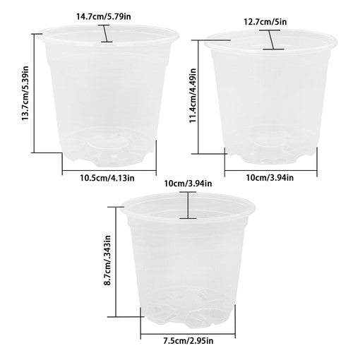 Solid Spare 30 Pcs Clear Nursery Pots 6/5/4 Inch Plastic Orchid Pots with Drainage Holes