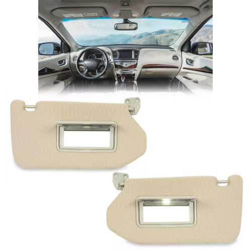 Solid Spare Pair LH+RH Sun Visor For 2013-18 Nissan Pathfinder /2014-17 Infiniti QX60 W/Lamp