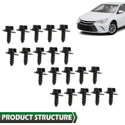 Solid Spare Fit For Toyota Firewall & Splash Shield Screws M6.3 x 20mm Long- 10mm Hex 20pcs