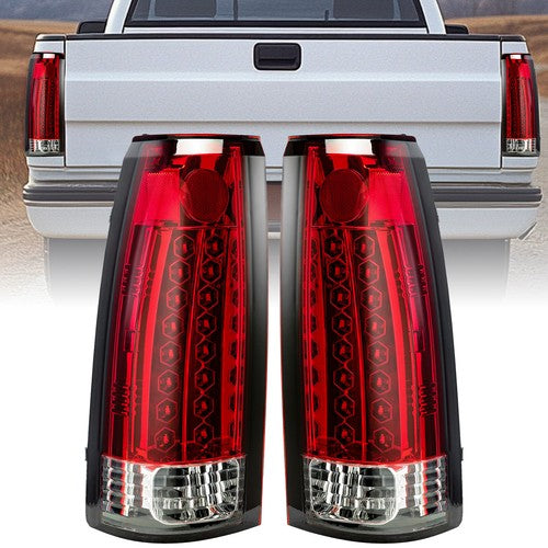 Solid Spare Red Pair Tail Lights lamp LED For 1988-1998 Chevy Chevrolet K1500 GMC C1500