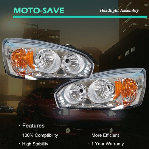 Solid Spare Driver + Passenger Side Headlights Headlamps Halogen For Chevy Malibu 2004-2008