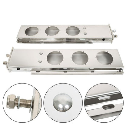 Solid Spare Stainless Steel 30" Mud Flap Hanger w/ Light Cutouts Spring Loaded 2 1/2 Pattern