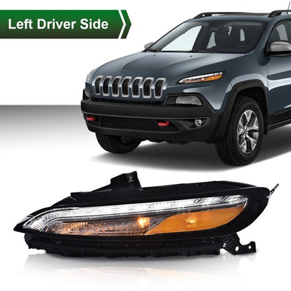 Solid Spare For 14-18 Jeep Cherokee Driver Side LED Bumper Parking Light Turn Signal Lamp