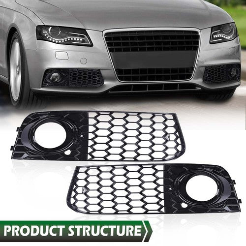 Solid Spare RS4 Style Honeycomb Fog Light Cover Fit For Audi A4 B8 2009-2012 Standard Bumper