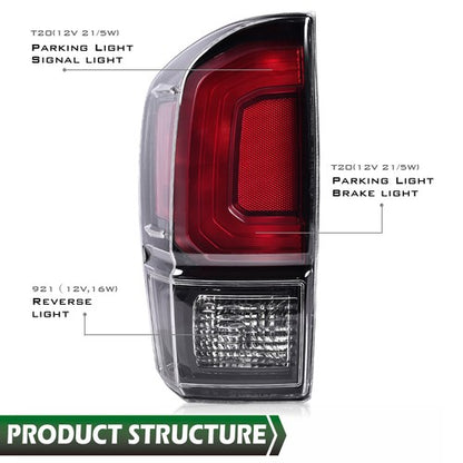 Solid Spare Fit For 2016-2021 Toyota Tacoma Rear Left Side Tail Light Brake Lamp Assembly
