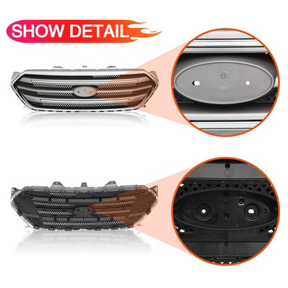 Fit 2013-2019 Ford Taurus Front Bumper Lip Upper Grille Assembly Chrome Grill
