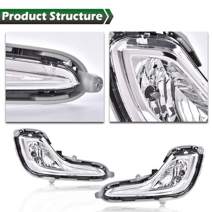 Solid Spare Fit For 2012-2017 Hyundai Accent Clear Bumper Fog Lights w/ Bulbs+Wiring+Switch