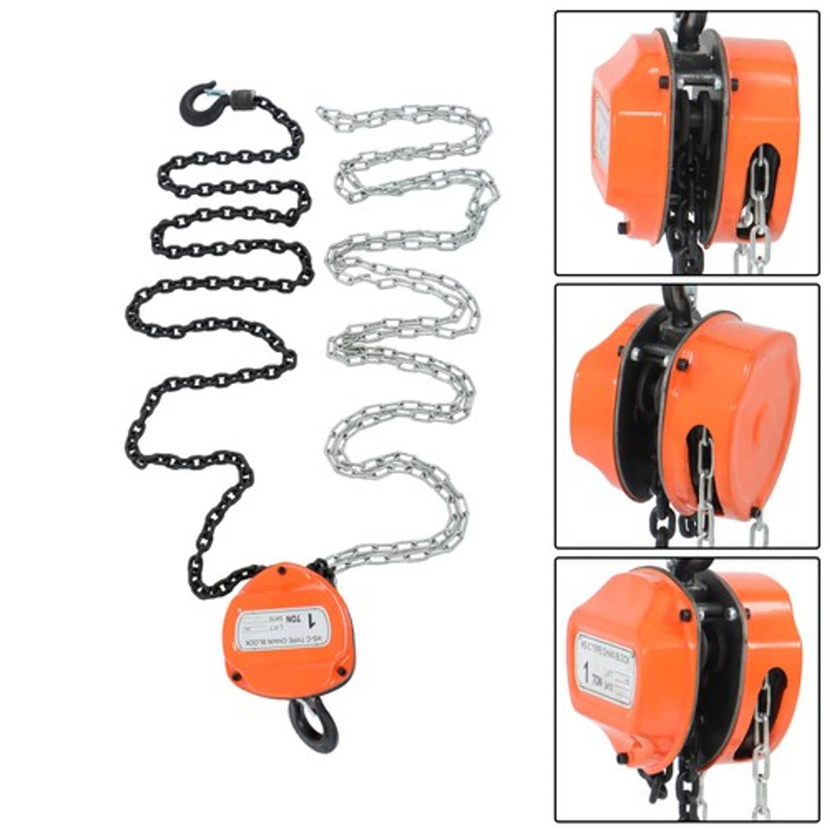 Solid Spare Manual Chain Hoist | 1 Ton / 2200 lbs Capacity | 10ft / 3m Lift | 2 Hooks Red