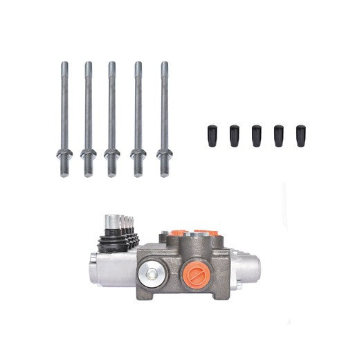 Solid Spare 5 Spool 3625PSI Hydraulic Monoblock Double Acting Control Valve 11 GPM SAE Ports