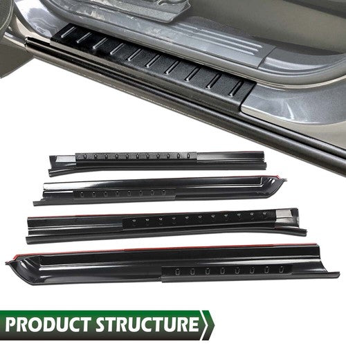 Solid Spare Fit For 07-18 Jeep Wrangler 4-Door Rocker Panel Guard Sill Plate Cover