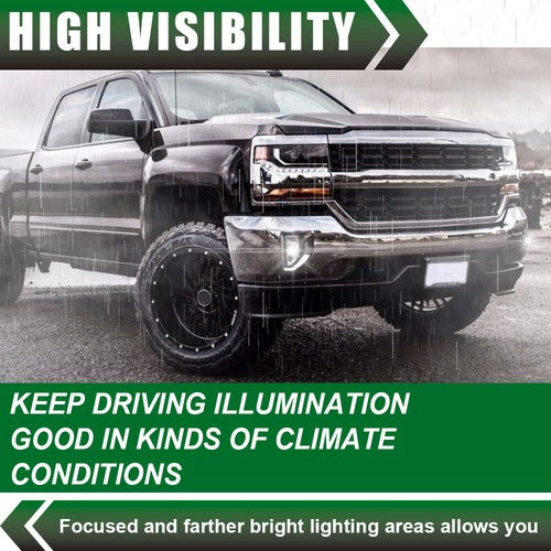 Solid Spare Fit For 2016-2018 Chevy Silverado 1500 LED Smoke Bumper Fog Light Lamps+Switch