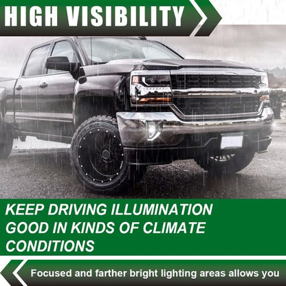 Solid Spare Fit For 2016-2018 Chevy Silverado 1500 LED Smoke Bumper Fog Light Lamps+Switch