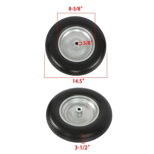 Solid Spare 2-Pack 14.5x4-8 Wheelbarrow Tire And Wheel 5/8" Bearings Fits For Garden Cart